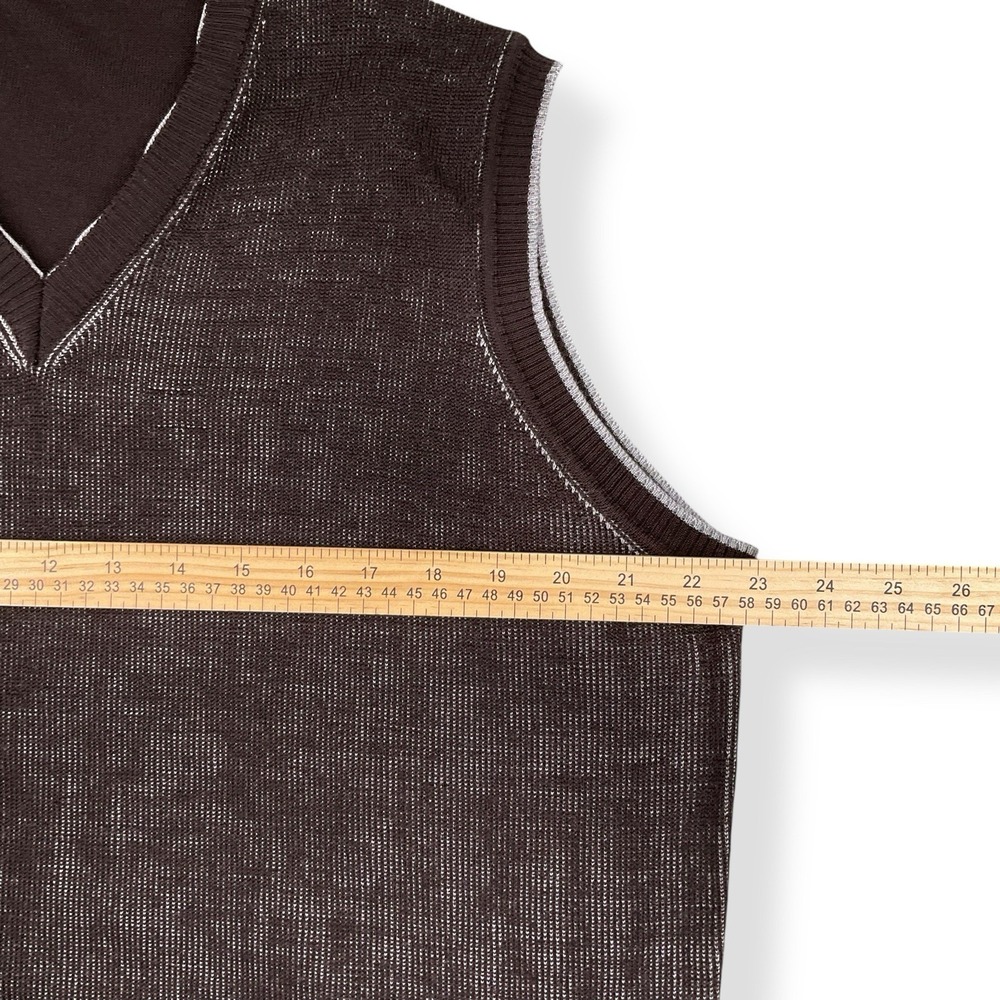 Ferrante Vest Men 54 EU (XXL US) Dark Brown Merino Wool Sweater V Neck EUC - Picture 10 of 13